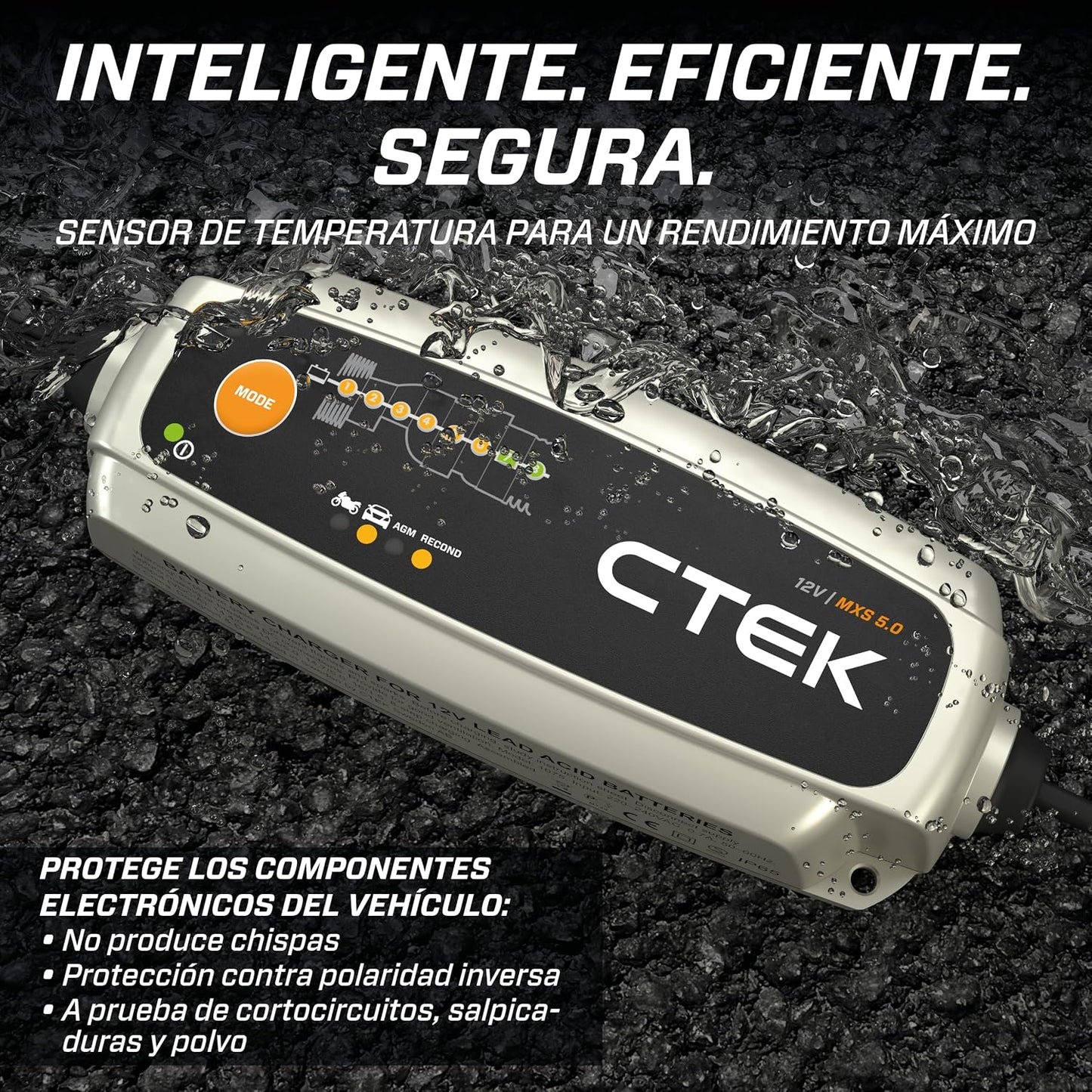 CTEK MXS 5.0, carregador de bateria 12 V 5 A com compensação de temperatura incorporada, carregador de bateria de carro e moto, carregador inteligente de baterias, mantenedor de bateria com opção de