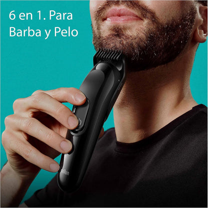 Braun Recortadora Tudo em Um Series 3 Máquina de Cortar Cabelo Sem Fio Com 50 Min de Autonomia, Máquina de Barbear, Aparador de Cabelo Kit 6 em 1 Para Barba e Cabelo, MGK3420