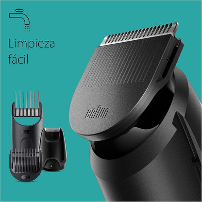 Braun Recortadora Tudo em Um Series 3 Máquina de Cortar Cabelo Sem Fio Com 50 Min de Autonomia, Máquina de Barbear, Aparador de Cabelo Kit 6 em 1 Para Barba e Cabelo, MGK3420
