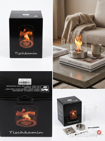 Tischkamin Lareira de mesa - 2 câmaras de combustão e 4h de tempo de queima, conjunto de lareira de mesa para interior e exterior com pedras decorativas, lareira de mesa de bioetanol, terraço decorativo de varanda. Crie uma atmosfera calorosa!