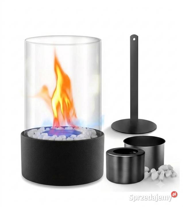 Tischkamin Lareira de mesa - 2 câmaras de combustão e 4h de tempo de queima, conjunto de lareira de mesa para interior e exterior com pedras decorativas, lareira de mesa de bioetanol, terraço decorativo de varanda. Crie uma atmosfera calorosa!