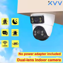 Câmera de Segurança Xiaovv 4MP WiFi com Lente Dupla, Visão Noturna 360 Graus PTZ, Sem Fio para Uso Interno