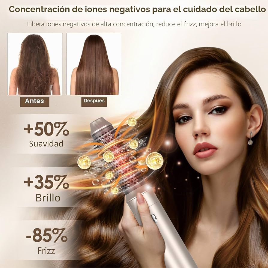 Escova secador de cabelo 5 em 1, Air Styler Set 1000 W, escova de ar quente multifunções, modelador de cabelo com ondulação 3 temperaturas, tecnologia Ion, escova alisadora para volume, lisa e seca