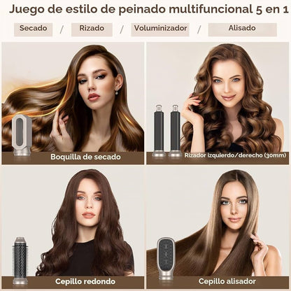 Escova secador de cabelo 5 em 1, Air Styler Set 1000 W, escova de ar quente multifunções, modelador de cabelo com ondulação 3 temperaturas, tecnologia Ion, escova alisadora para volume, lisa e seca