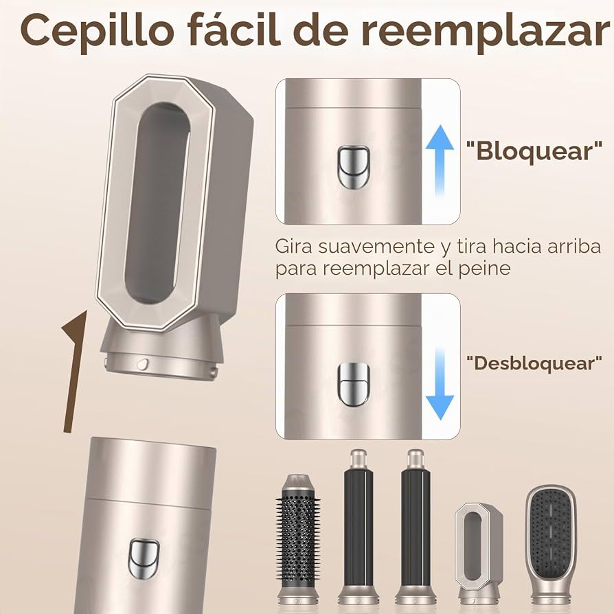 Escova secador de cabelo 5 em 1, Air Styler Set 1000 W, escova de ar quente multifunções, modelador de cabelo com ondulação 3 temperaturas, tecnologia Ion, escova alisadora para volume, lisa e seca