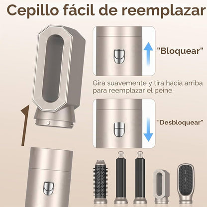 Escova secador de cabelo 5 em 1, Air Styler Set 1000 W, escova de ar quente multifunções, modelador de cabelo com ondulação 3 temperaturas, tecnologia Ion, escova alisadora para volume, lisa e seca