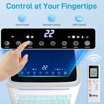 Karl home 10000BTU Unidade de Ar Condicionado Portátil com WiFi e Controle Remoto
AC Móvel 5 em 1, Refrigeração, Aquecimento, Desumidificador, Ventilador, Modo de Suspensão, Temporizador 24H, Kit de Janela Incluído, para Casa, Quarto e Escritório
