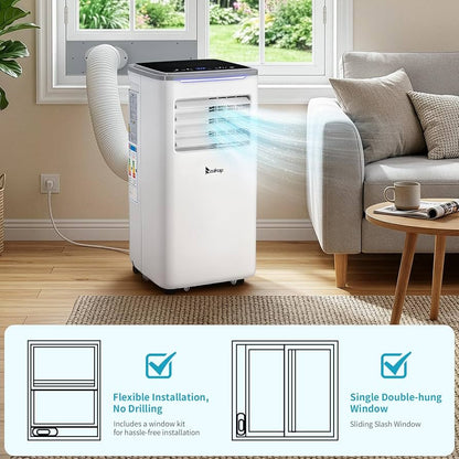 Karl home 10000BTU Unidade de Ar Condicionado Portátil com WiFi e Controle Remoto
AC Móvel 5 em 1, Refrigeração, Aquecimento, Desumidificador, Ventilador, Modo de Suspensão, Temporizador 24H, Kit de Janela Incluído, para Casa, Quarto e Escritório