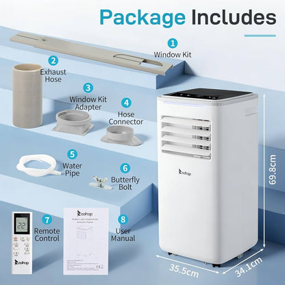 Karl home 10000BTU Unidade de Ar Condicionado Portátil com WiFi e Controle Remoto
AC Móvel 5 em 1, Refrigeração, Aquecimento, Desumidificador, Ventilador, Modo de Suspensão, Temporizador 24H, Kit de Janela Incluído, para Casa, Quarto e Escritório