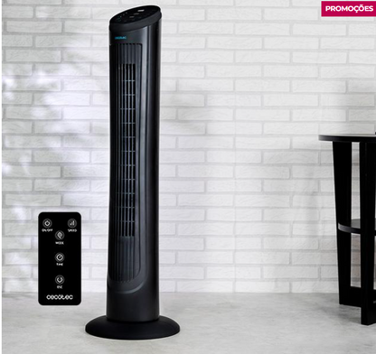 Coluna de ar com Controlo Remoto e Temporizador EnergySilence 9090 SkyLine. 45 W, 40" (102 cm) Altura, Oscilante, Motor de Cobre, 3 Velocidades, Preto