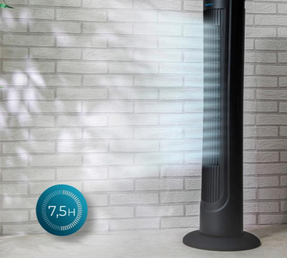 Coluna de ar com Controlo Remoto e Temporizador EnergySilence 9090 SkyLine. 45 W, 40" (102 cm) Altura, Oscilante, Motor de Cobre, 3 Velocidades, Preto