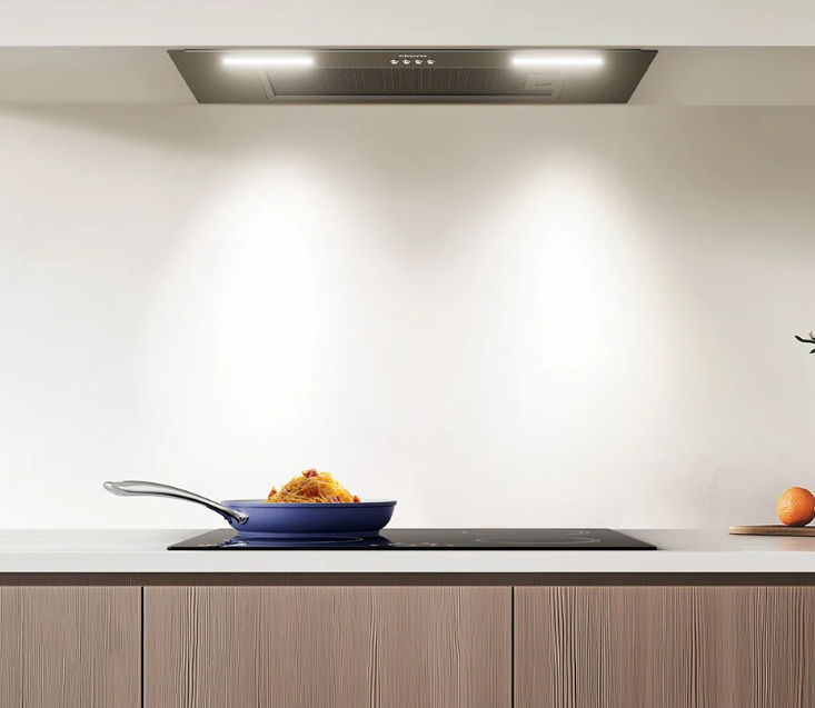 CIARRA 60cm Visor Canopy Integrated Cooker Hood Black CBCB6926A-OW
