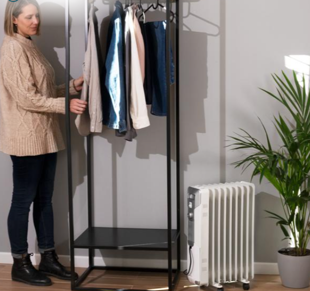ReadyWarm 9000 Space. Aquecedor elétrico a óleo com 9 Módulos, Baixo consumo de energia, 2000 W, 3 níveis de potência, Recolhe-cabos, Sistema de segurança, Rodas, 20 m2