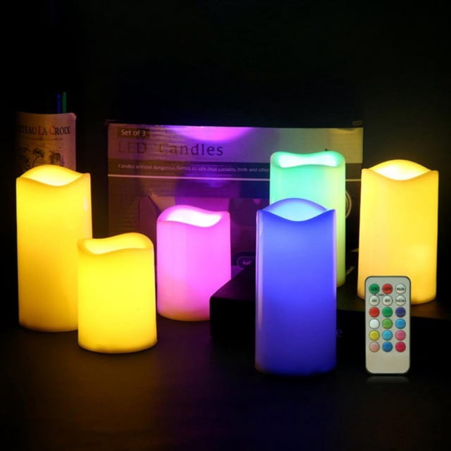 3 peças LED Vela Eletrônica Velas Sem Chama Lâmpada Velas Piscantes Operadas por Bateria com Pavio Móvel Remoto Chama Dançante Luz de Vela de Férias