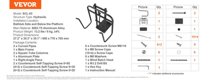 VEVOR Elevador Hidráulico para Cobertura de Jacuzzi e Spa – Ajustável 84–105 cm, 135–235 cm