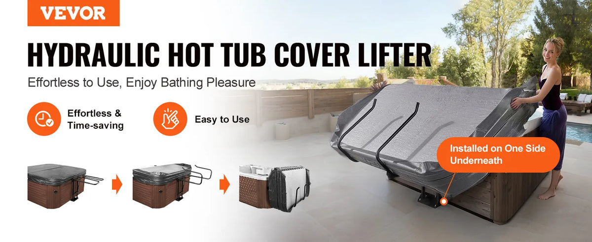 VEVOR Elevador Hidráulico para Cobertura de Jacuzzi e Spa – Ajustável 84–105 cm, 135–235 cm