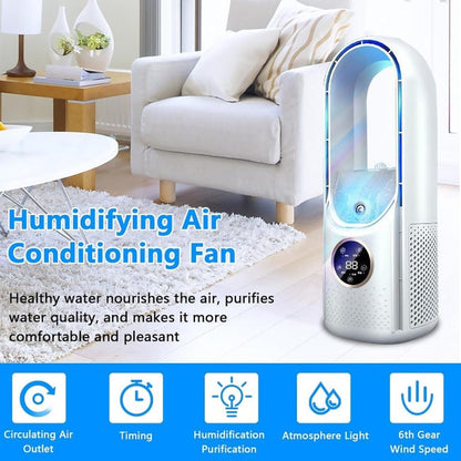 Ar Condicionado para quarto, ventilador de camping, resfriamento/umidificação do ar, três modos, 6 velocidades de vento, branco