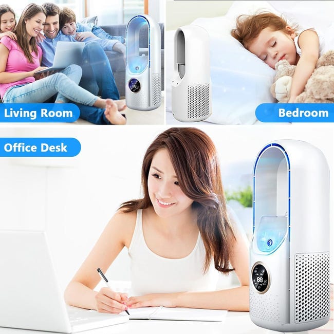 Ar Condicionado para quarto, ventilador de camping, resfriamento/umidificação do ar, três modos, 6 velocidades de vento, branco