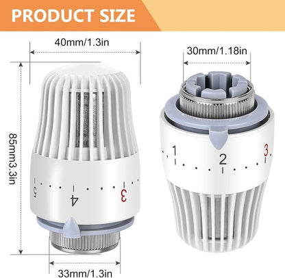Kit 4 Cabeças Termostáticas para Radiador M30 × 1,5 – Branco