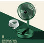 Ventilador portátil dobrável, recarregável com suporte USB, 3 velocidades, 1200 mAh, ventilador a pilhas, exterior e escritório, 17 cm Verde