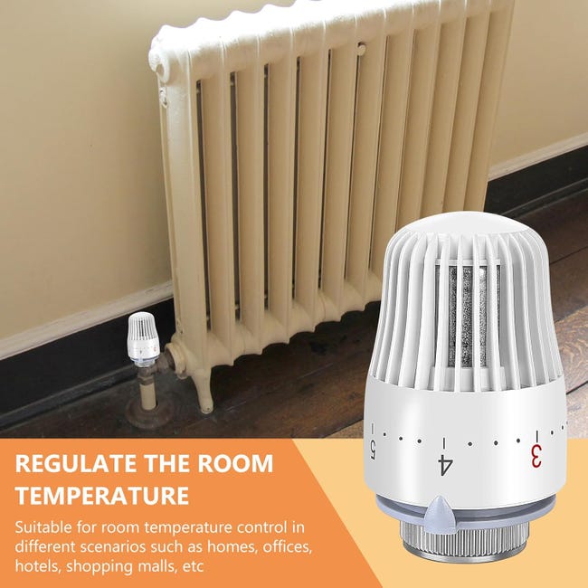 Kit 4 Cabeças Termostáticas para Radiador M30 × 1,5 – Branco
