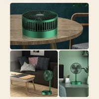Ventilador portátil dobrável, recarregável com suporte USB, 3 velocidades, 1200 mAh, ventilador a pilhas, exterior e escritório, 17 cm Verde