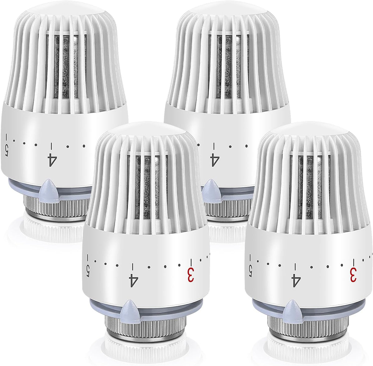 Kit 4 Cabeças Termostáticas para Radiador M30 × 1,5 – Branco
