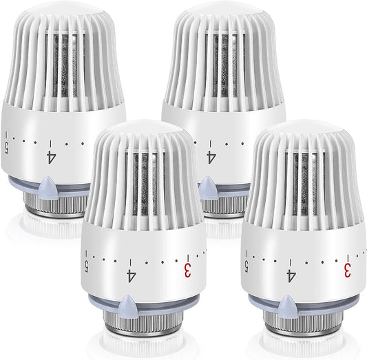 Kit 4 Cabeças Termostáticas para Radiador M30 × 1,5 – Branco