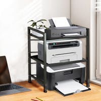 Suporte organizador para micro-ondas, prateleira metálica de 2 níveis com acessórios para pendurar, 36,5x78x40-64 cm, Preto