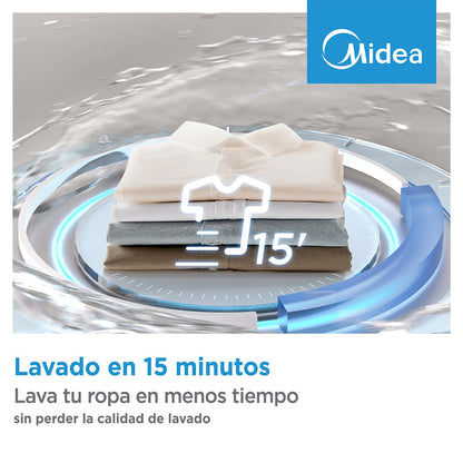 Máquina de Lavar Roupa Midea 8 kg – 1200 rpm, 15 Programas, Branca