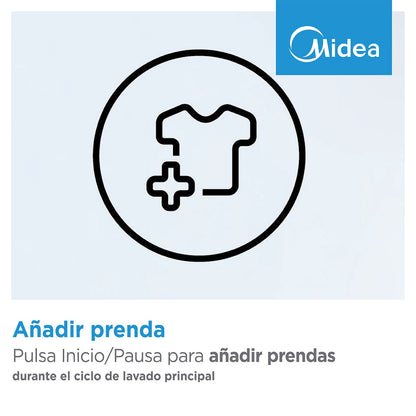 Máquina de Lavar Roupa Midea 8 kg – 1200 rpm, 15 Programas, Branca