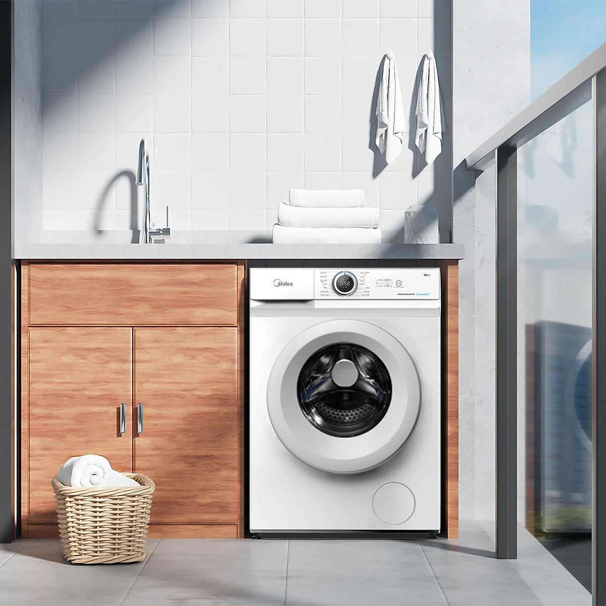 Máquina de Lavar Roupa Midea 8 kg – 1200 rpm, 15 Programas, Branca